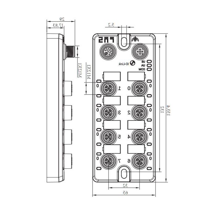 M12 interface, IO-Link Hub, PNP, 8DI/DO configurable, 00BF31